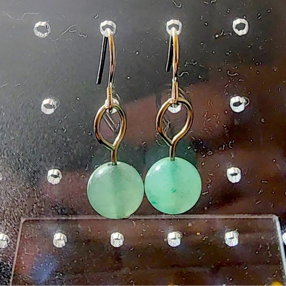 Handmade Jewelry - Green Aventurine and Silver Dangle Earrings